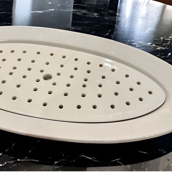 Vintage Arabia ironstone oval oblong serving platter with drainage tray. - Picture 1 of 11